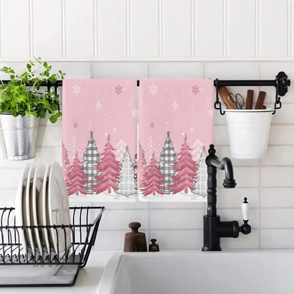 Kitchen Towel Holiday Themed Towel Super Absorbent Christmas Kitchen Towels Snowman Gnome Snowflake Tree Soft for 60x40cm