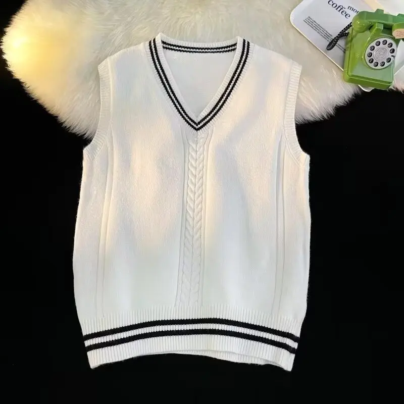 College wollen vest met V-hals, truivest, hoogwaardig studentenvest, schooluniformvest, JK uniform gebreid vest