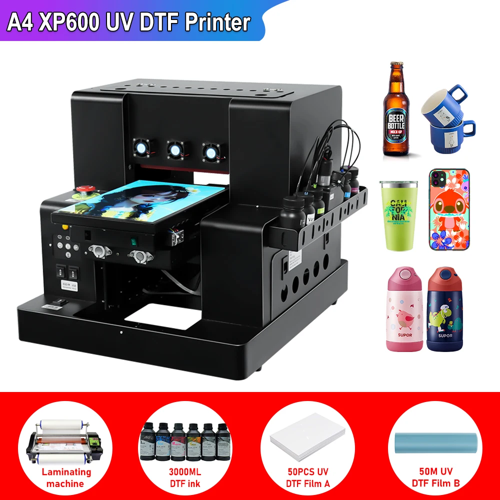 

A4 UV DTF Printer UV Flatbed Printer impressora led uv A4 for bottle phone case glass acrylic metal xp600 uv printing machine A4