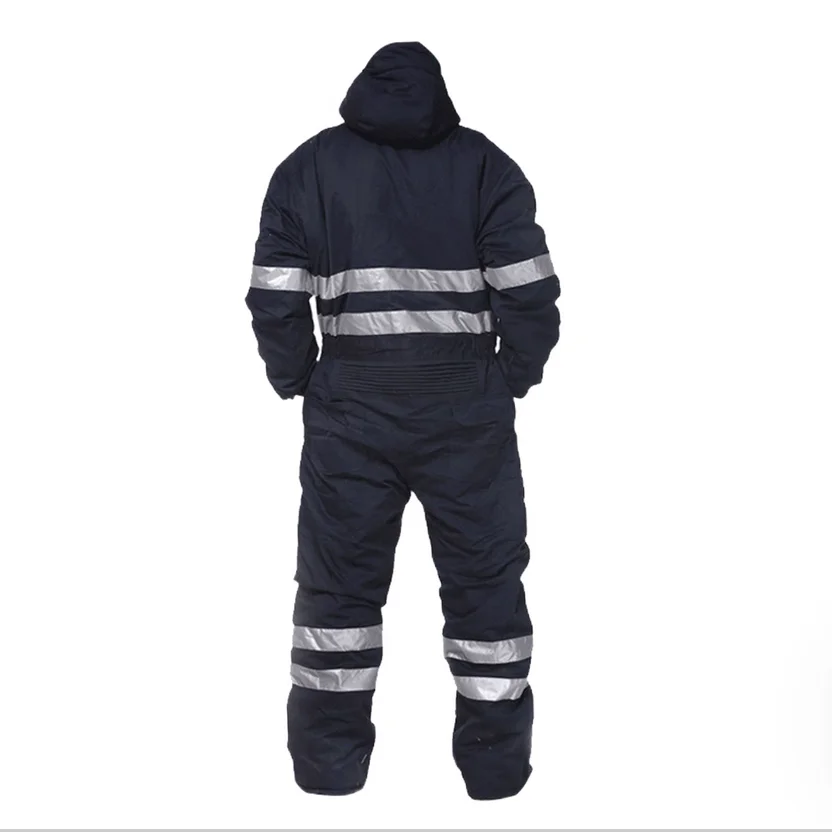 Winter cold storage jumpsuit with thickened warm reflective clothing