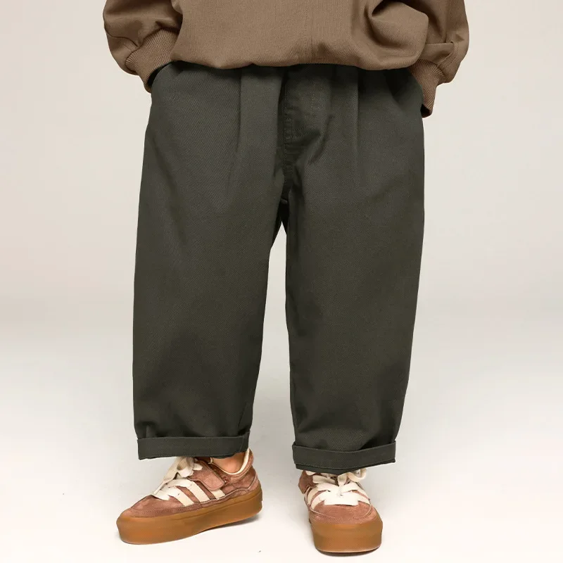 Pantaloni per bambini autunnali 2024 Pantaloni casual in tinta unita per bambini in stile coreano Pantaloni larghi in cotone per ragazzi