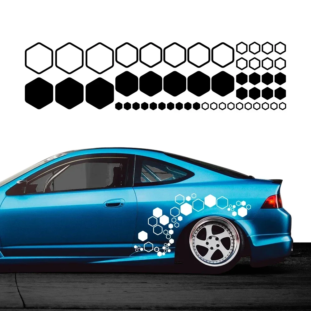 Car Honeycomb Hexagon Vinyl Decals – Waterproof Polygonal Stickers for Auto Body Side DIY Styling Auto Decoration Accessories