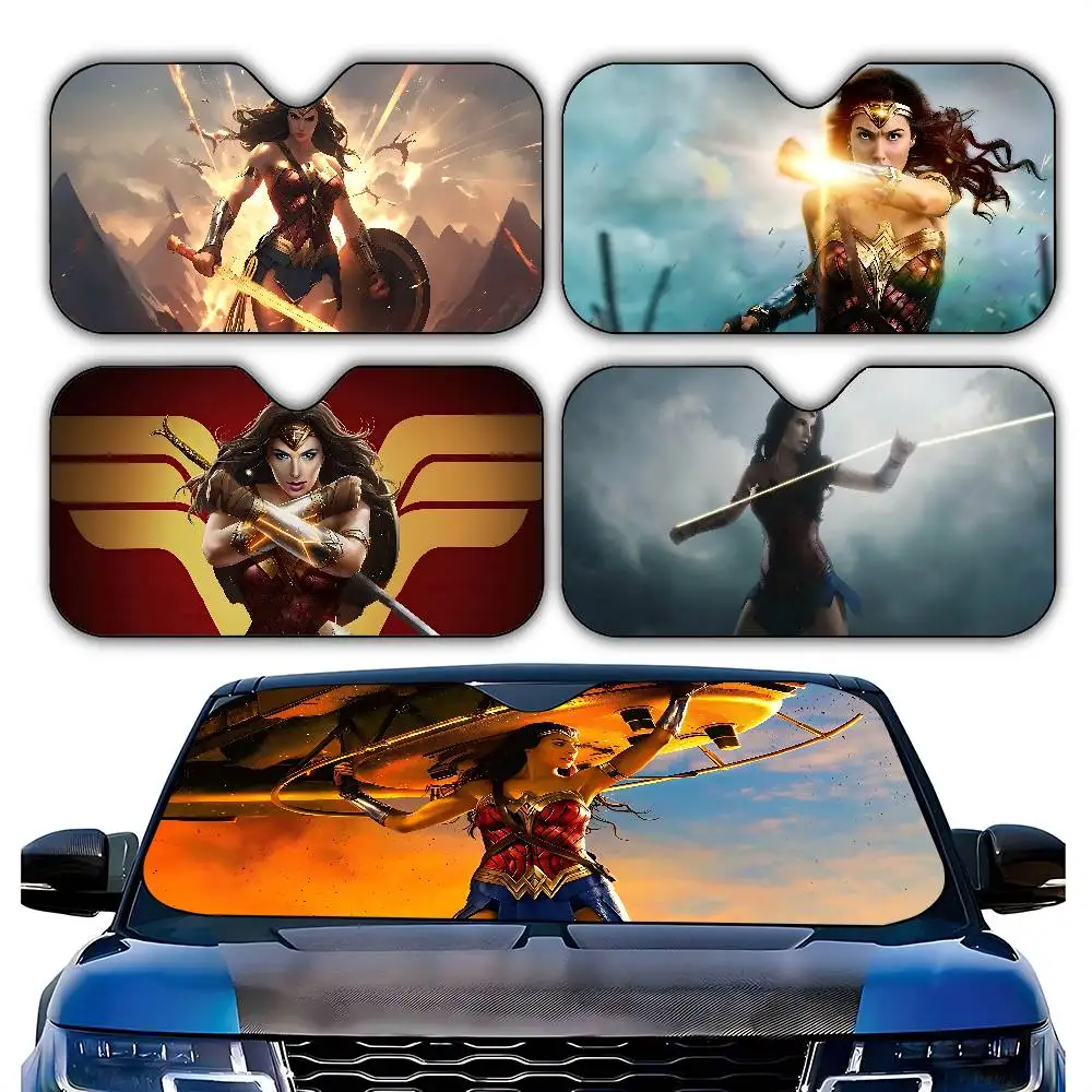 بارد W-Wonder W-Woman سيارة ظلة الستائر القيادة سيارة ظلة غطاء الزجاج الأمامي الظل سيارة ظلة الأشعة فوق البنفسجية قناع حامي #1