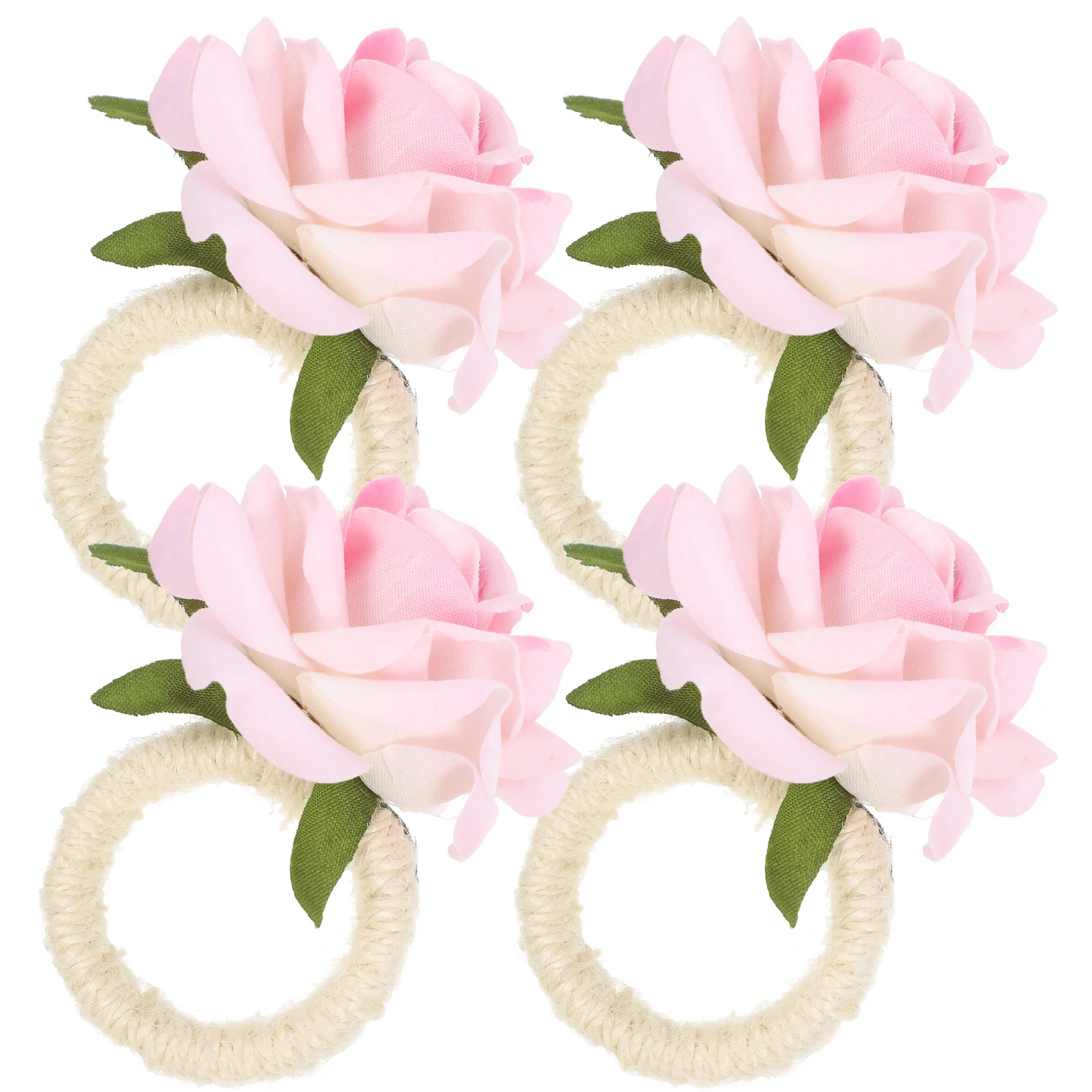 

4pcs Napkin Rings Artificial Rose Flower Decor Dining Table Napkin Holder Wedding Party Supplies Holiday Table Decoration