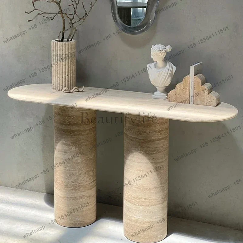 FGEntrance, retro homestay long table end view table, creative stone storage table