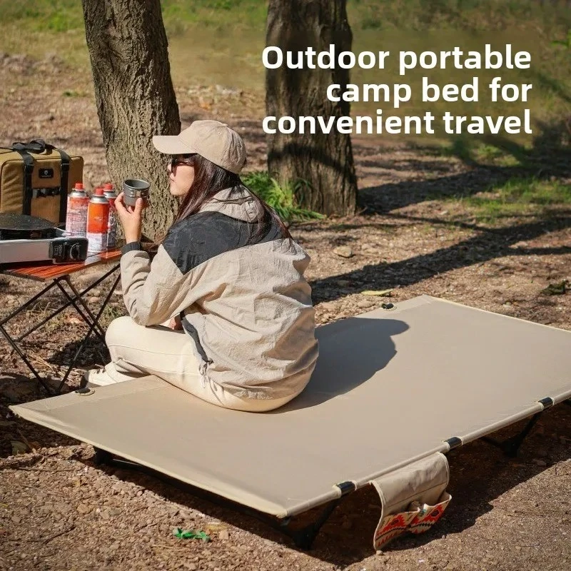 Self Drive Portable Ultra Light Camping Cot Widened Aluminum Foldable Rest Bed For Outdoor Tent Lunch Break