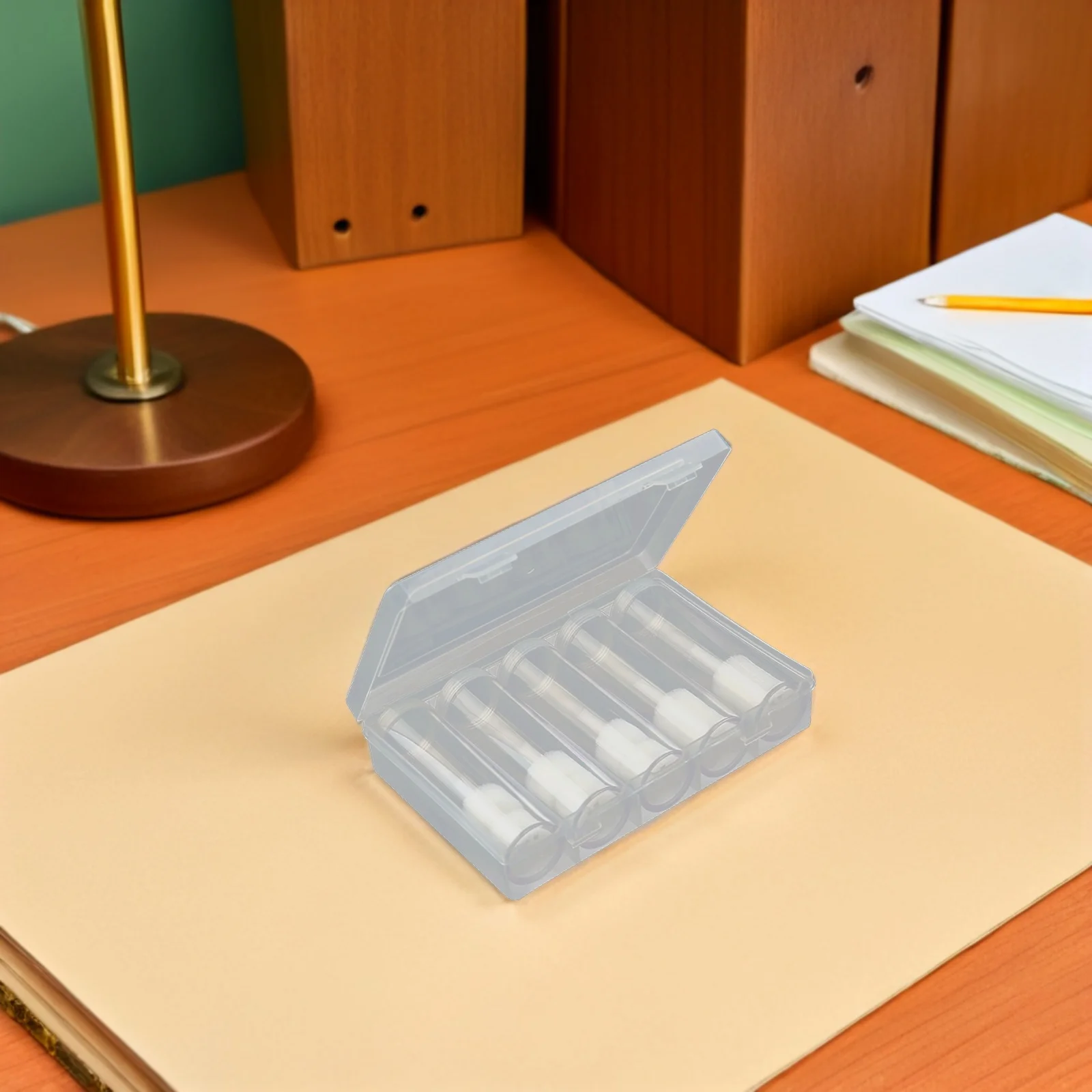 6pcs Plastic Clear Storage Tube Holder 5 Tube 1 Storage Box For Capsule Protection Display Dust-Proof Organizer Case