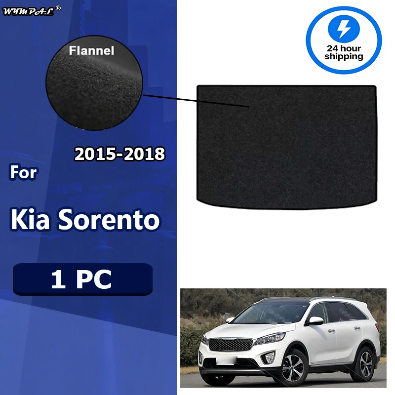 

Flannel Rear Trunk Mats For Kia Sorento 2015-2018 Car Boot Cargo Liner Tray Trunk Black Luggage