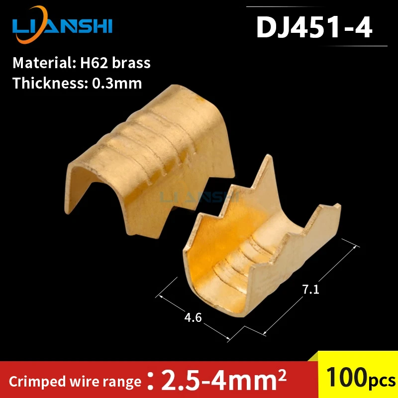 

100pcs Shark-tooth terminal toothed copper tie U-shaped copper tie Crocodile tooth wrap wire end DJ451-4