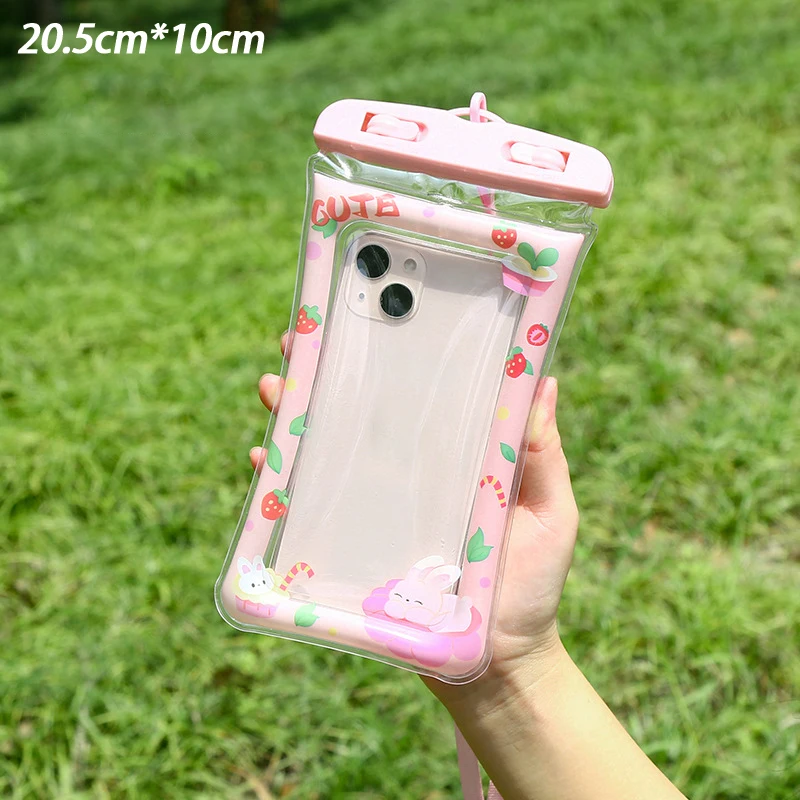 Full Touchscreen Waterproof Phone Pouch Cartoon Airbag Float with Lanyard Suitable for Swimming Kayaking and Boating