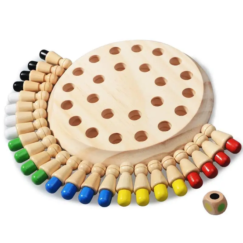 Rompecabezas de madera Montessori para niños, juguete educativo de aprendizaje sensorial de Color, palo de memoria, juego de ajedrez para fiesta