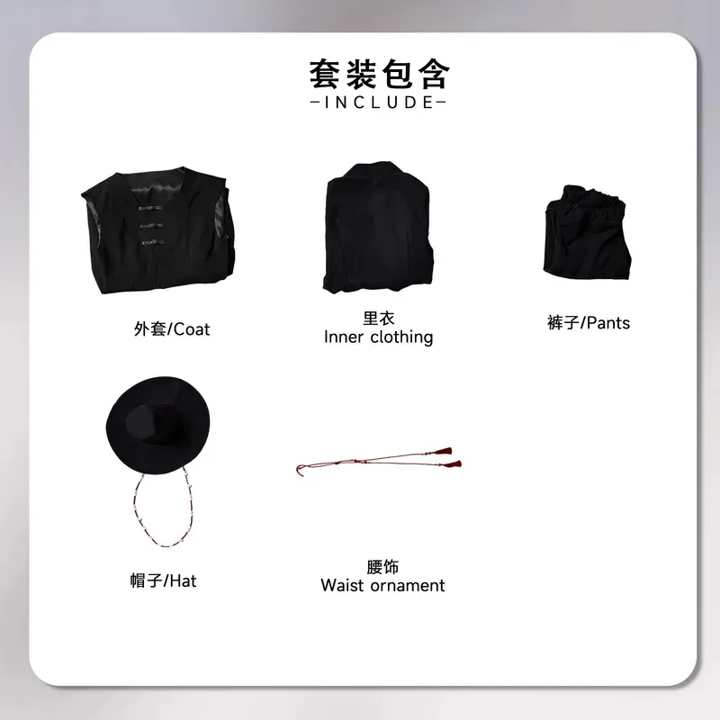 ในสต็อกเคป๊อปนักล่าปีศาจเครื่องแต่งกายชุดยาวสีดำชุดซาจาบอยคอสเพลย์เครื่องแบบ og;5