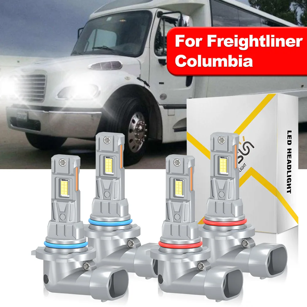 

4 шт. для светодиодных ламп Freightliner Columbia 25000LM 6000K, белый, дальний ближний свет 3570, чип CSP, быстро распространяющийся нагрев, освещение на 360 градусов