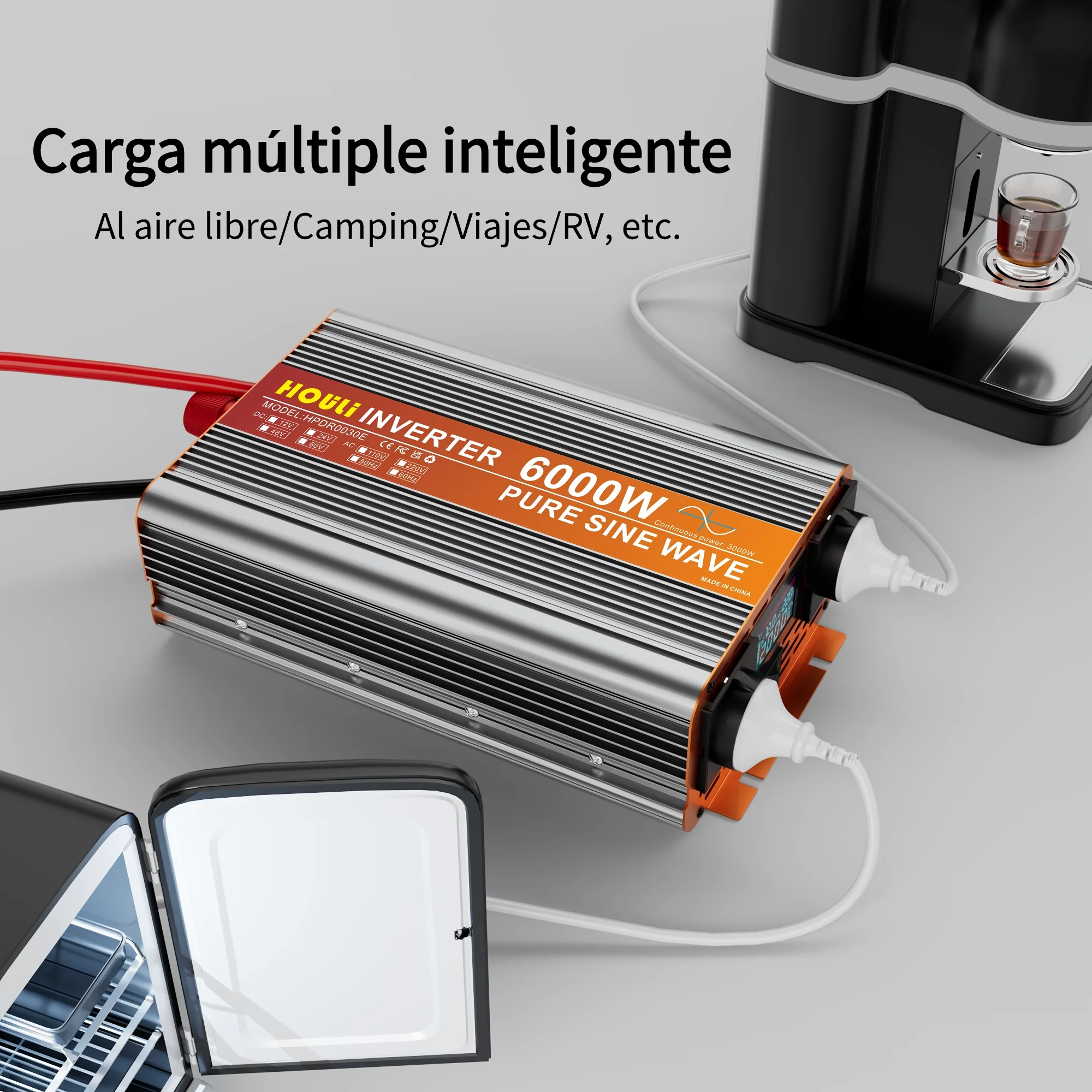 HOUL onduleur 12v 220v pure sinus 3000W 4000W 5000 6000W convertisseur 12v 220v voiture eu Stock
