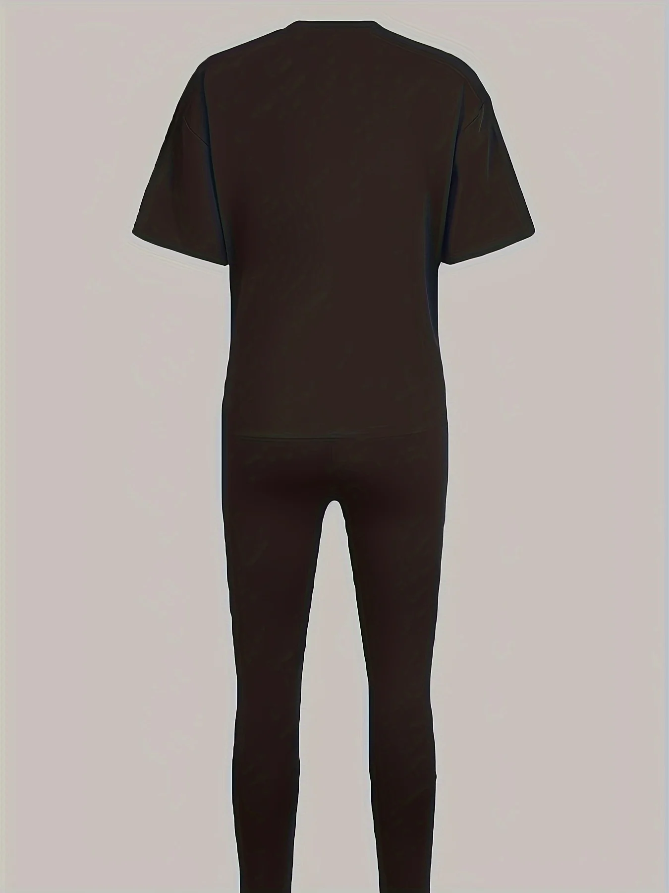 レディース春夏カジュアルKISSヒョウ柄リッププリントラウンドネック半袖Tシャツとタイトパンツの2点セット