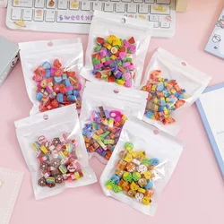 50pcs/bag Cartoon Animals Fruit Erasers Mini Cute Rubber Pencil Erasers Kids Praise Gifts Kawaii Stationery Office Supplies
