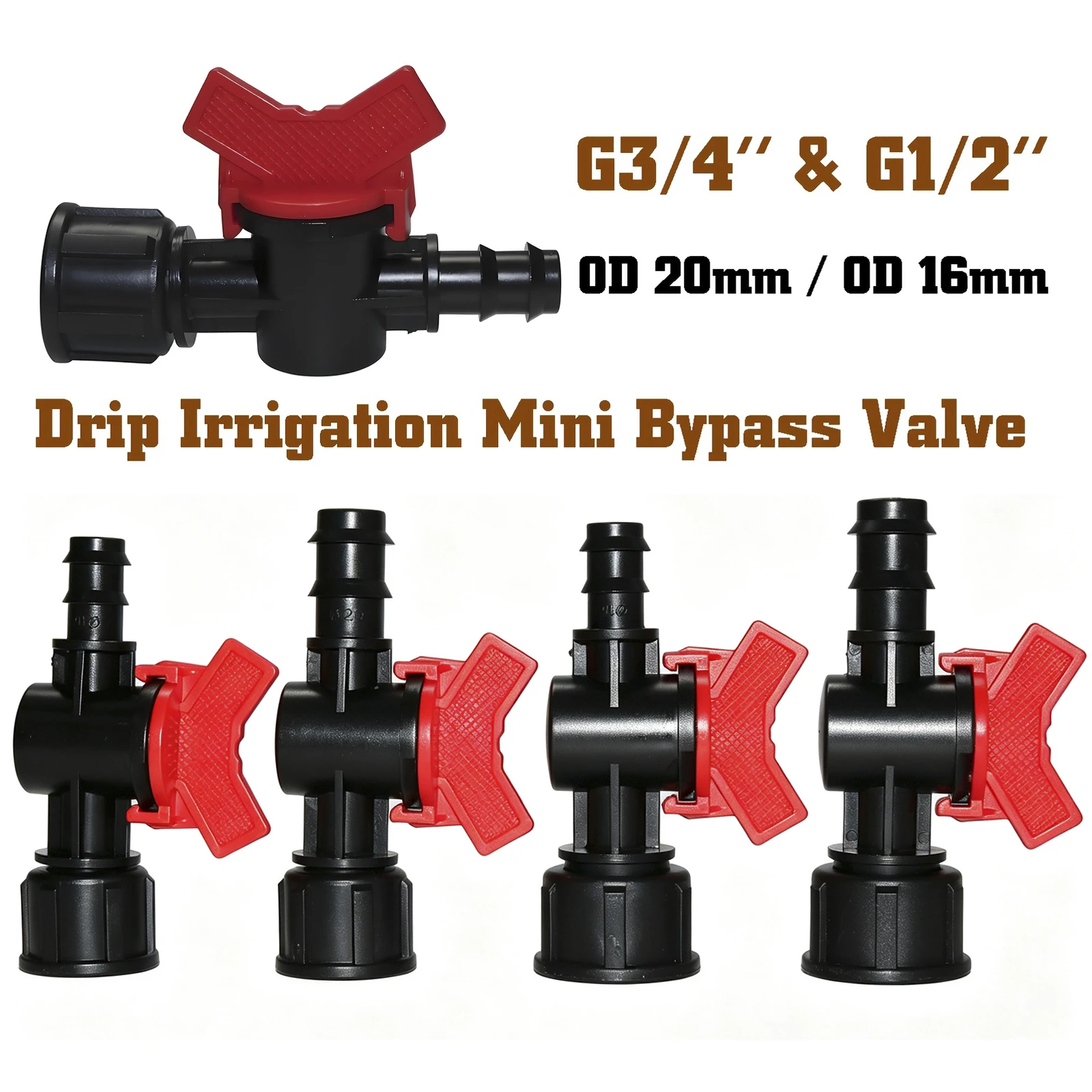 low price Hose Barbed Mini Valve Garden Tap Barb Connectors With 1/2 3/4 Inch Thread Drip Irrigation System Fitting