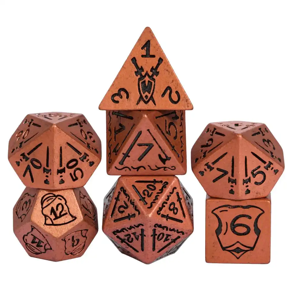 

Cusdie 7Pcs DND DND Кости ретро - стиль с мечом - щитом D & D Кости D4 - D20 Многогранная игра - кости - ролевая игра - настольная игра