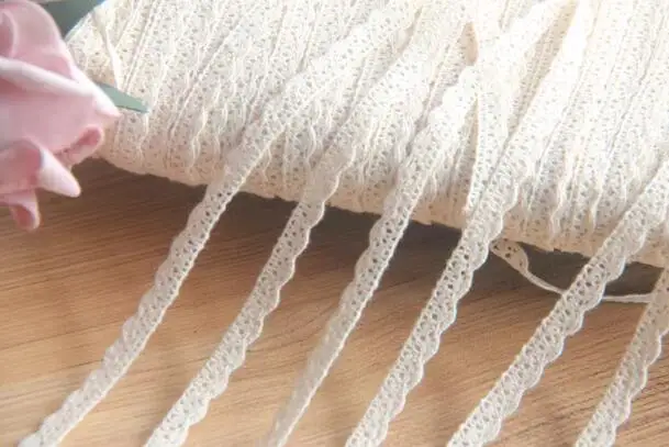 Width:0.8cm(0.31”inch)Beige Cotton Thread Embroidery Lace Fashion Laces Handmade DIY Sewing Accessories (SSA-4788)
