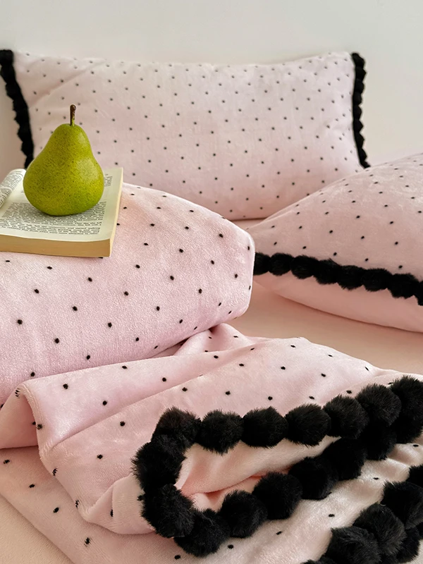 

Ретро-плед в горошек из двухслойного молочного бархата, повседневное одеяло для отдыха, однослойное, в стиле Ins, для кровати