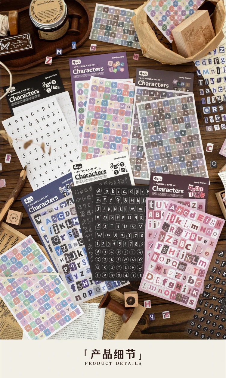 Journal GO Retro Buchstaben- und Zahlen-Aufkleber, Vintage Buchstabenblock-Aufkleber für Scrapbooking, Journaling und DIY-Bastelarbeiten – Detail 3