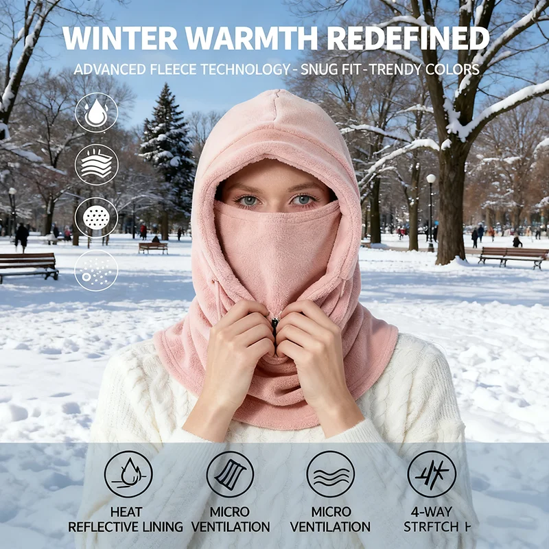 Invierno ciclismo cálido tejido con capucha hombres y mujeres 4 en 1 de moda de lana gruesa cálido esquí integrado deportes al aire libre máscara sombrero