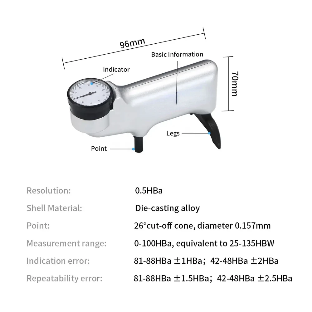 934-1 Barcol Hardness Tester Portable Aluminum Alloys Brass Glass Metal Hardness Tester