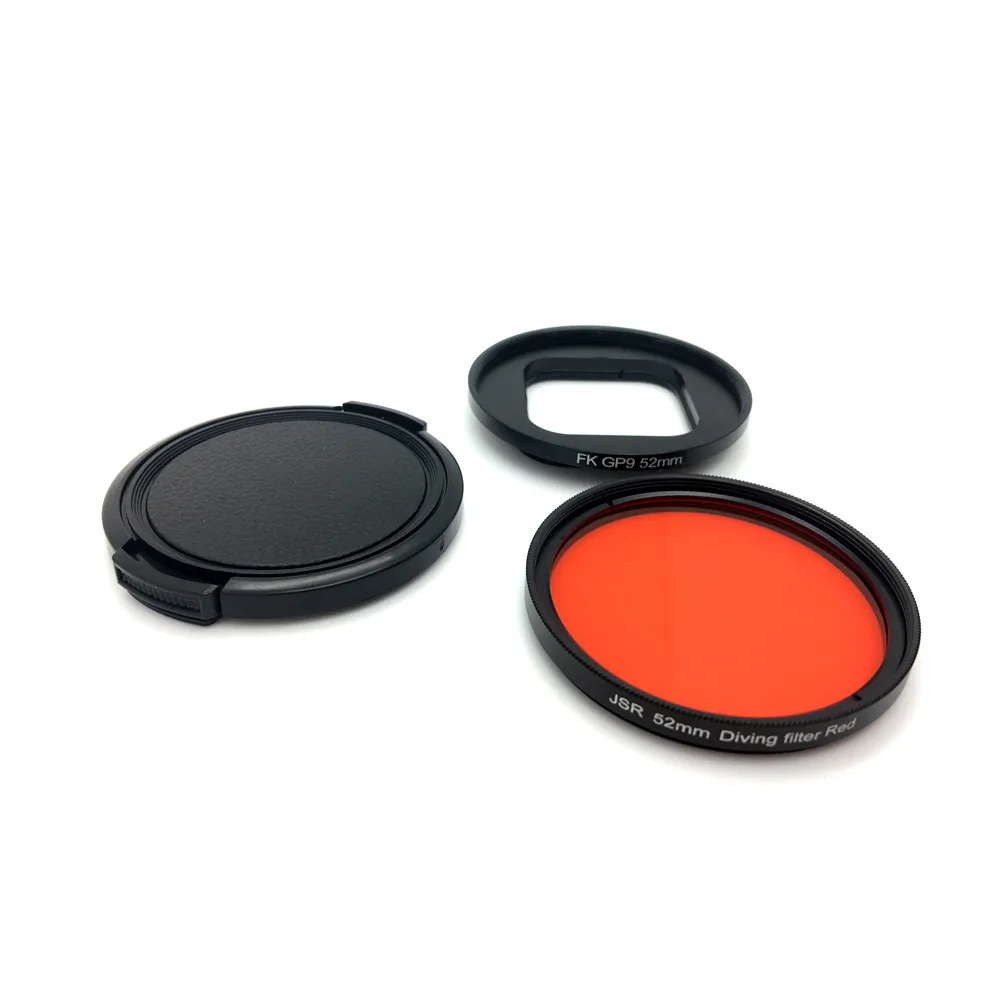 52mm Red Diving Filter + Ring Adapter + Lens Cap Kit for Gopro HERO 8 9 10 11 Black Action Sport Camera HERO8 HERO9 HERO10