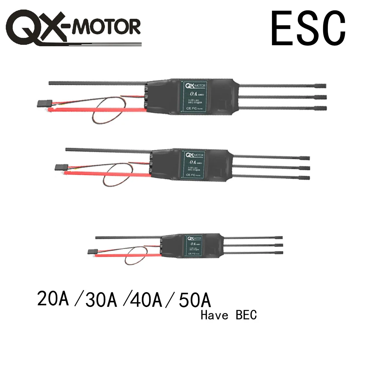 QX-MOTOR Borstelloze Esc 20a 30a 40a 50a Elektronische Snelheidsregelaar 5V/2a 5V/5a Bec Voor Rc Afstandsbediening Vliegtuigen Speelgoed