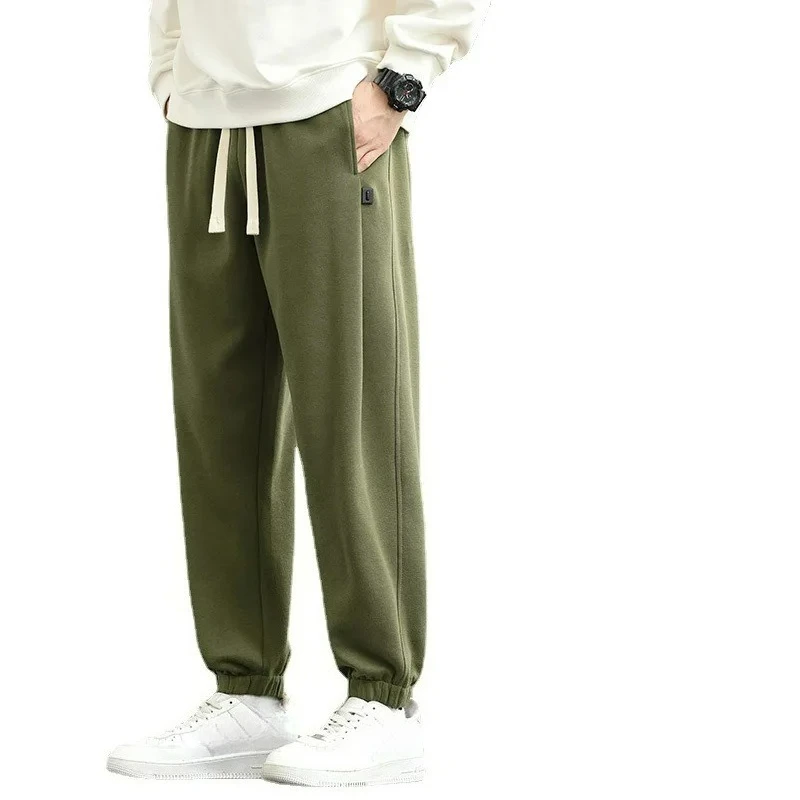 Men's Straight Leg Ankle Pants Look Slim, Plus Size Gray Sweatpants Outdoor Sports and Fitness, Casual and Loose Sports Pants