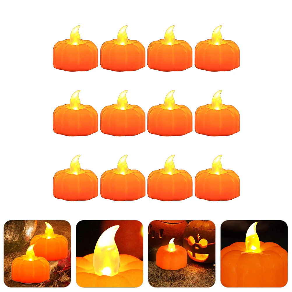 

12 Pcs Simulated Jack-o-lantern Halloween Pumpkins Light Led Lights Artificial Ornament Lighting Decorate Night Fake