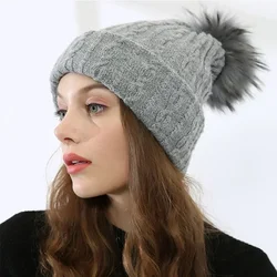 Thickening Winter Warm Fashion Velvet Hat for Woman Wool Volume Hat Black Color Hair Bulb Lady Beanie Knitted Capnie Knitted Cap