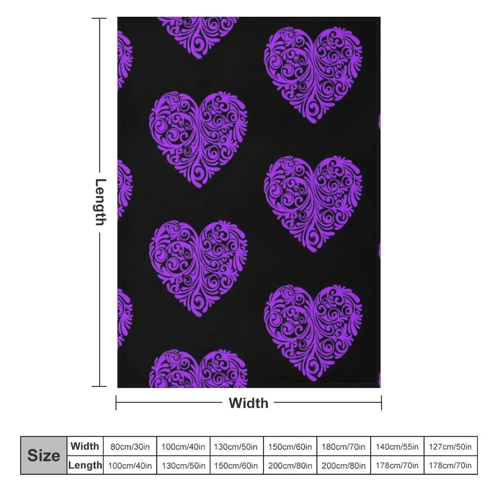 Purple Filigree Heart Throw Blanket Heavy Blankets For Sofas Blankets