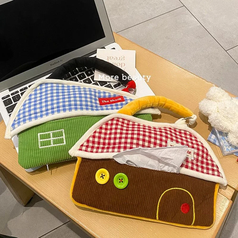 

Cute House Tissue Box Fabric Hanging Tissue Case Creative Cartoon Flip Cover Napkin Paper Towel Holder Home Organization