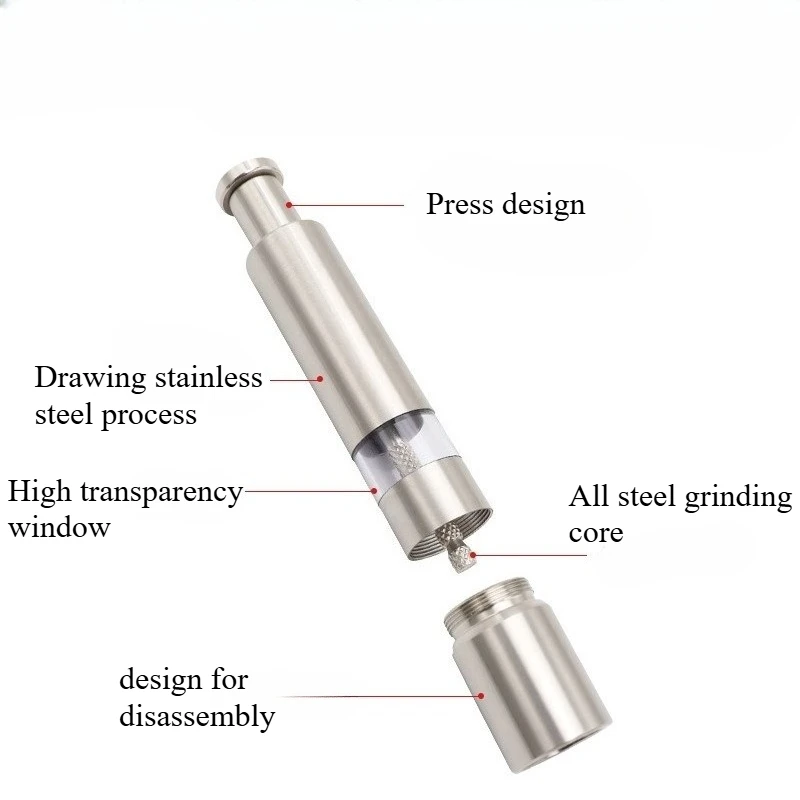 دليل الفولاذ المقاوم للصدأ اكسسوارات المطبخ المنزل أداة المطبخ الملح الفلفل التوابل صلصة طاحونة التوابل طحن مطحنة الفلفل