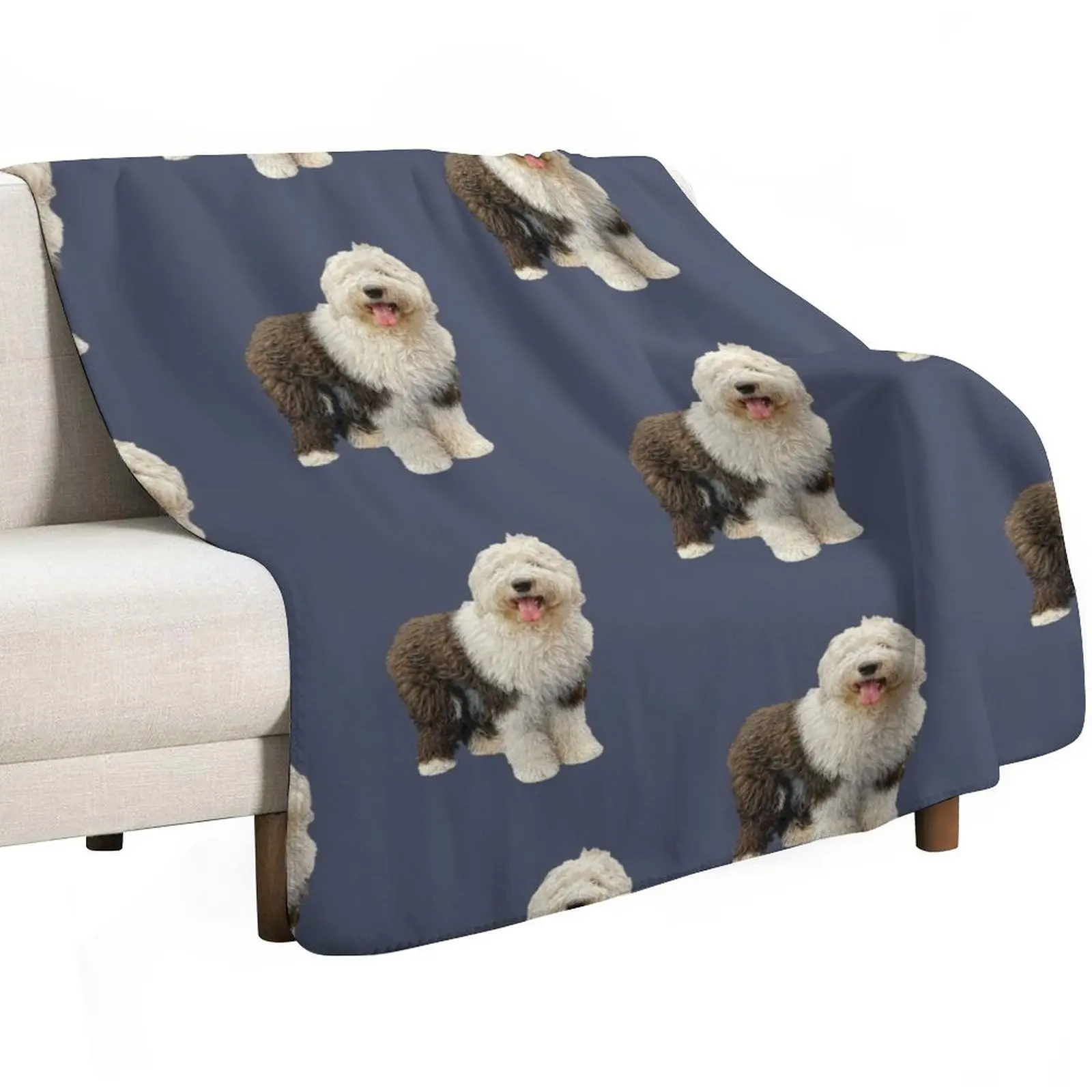 Old English Sheepdog Throw Blanket Thermals For Travel Giant Sofa Shaggy decorative Decorative Sofa blankets and throws Blankets