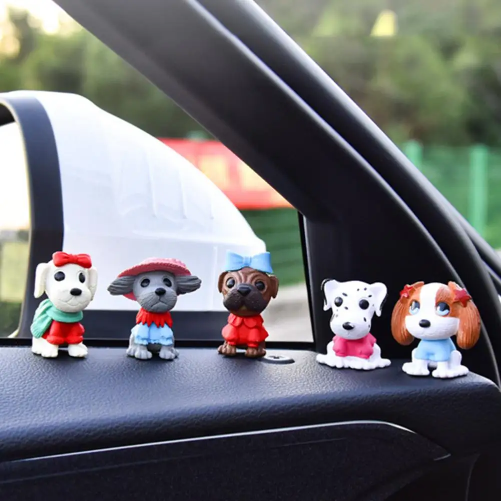 Stylish Fine Workmanship Portable Assorted Miniature Resin Dog Toy Figures Car Decoration Car Decor Ornament 8Pcs