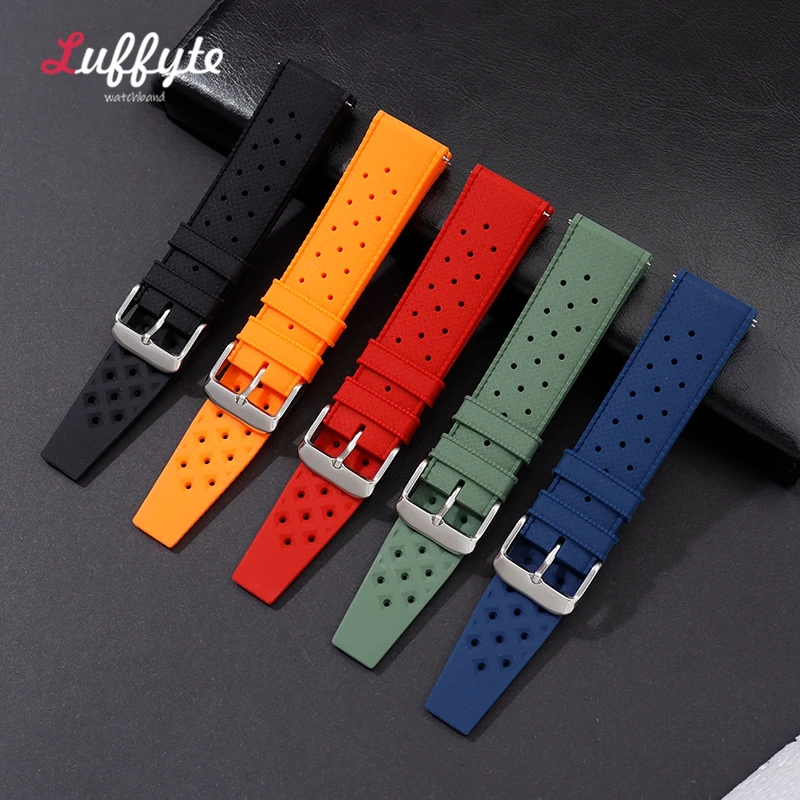 Tropical Rubber Watch Strap Quick Release Watch Band 18mm 20mm 22mm Silicone Tropic Strap Waterproof Diving Smart Watch Strap