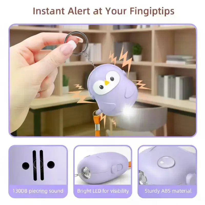 Cute Penguin Shaped Personal Safety Alarm Keychain, Loud Siren, LED Light, Ideal for Women, Kids, Elderly, Compact Design, Easy