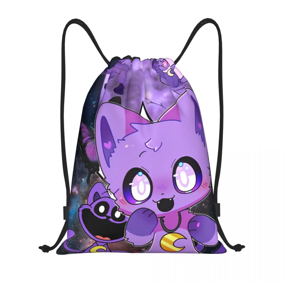 Kawaii Smiling Critters Drawstring Backpack Sports Gym Sackpack Cartoon Game String Bag for Running