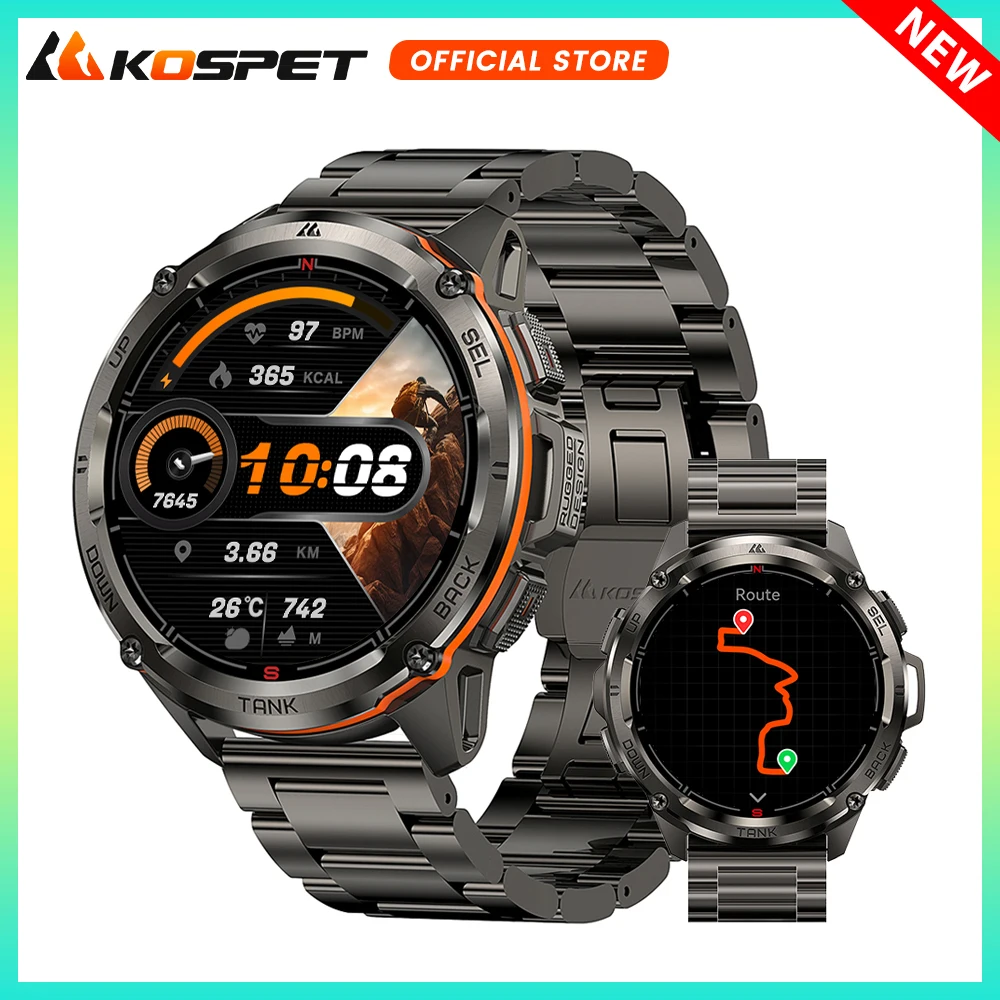 

2025 NEW KOSPET TANK T3 Ultra GPS Smart Watches For Men Smartwatch Women Waterproof Electronic Fitness Digital Bluetooth Watches