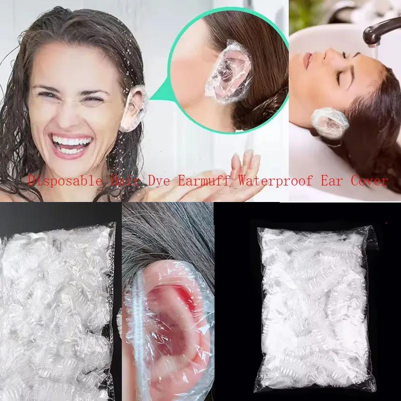Disposable Hair Dye Earmuff Waterproof Ear Cover Baking Oil Wash Shower Bathing Barber Hairdressing Cleaning Accessories