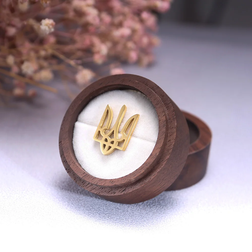 Tangula Classic Ukraine Emblem Brooch Stainless Steel Ukrainian Symbol Badge Pins Accessories for Men Groom Wedding Jewelry Gift