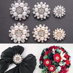 3/6pcs 18/26/30mm Luxury Rhinestone Pearl Sunflower Buttons For Shirts Sweater Coat Decorative Fashion DIY Sewing Metal Buttons