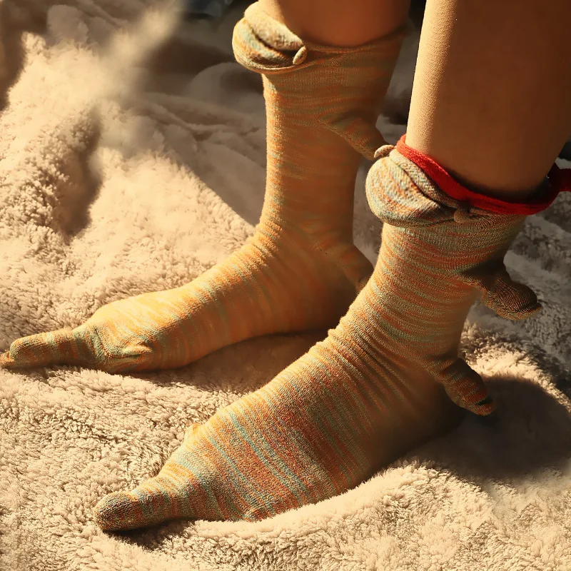 New Knitted Crocodile Socks Autumn Winter Women Cute Cartoon Floor Warm Socks Christmas Funny Socks Calcetines De La Mujer