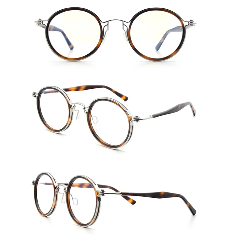 Belight Optical Design Men Acetate Titanium Small Retro Vintage Prescription Eyeglasses Optical Spectacle Frame Eyewear SC013