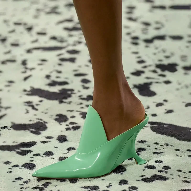 2024European and American Summer New Fashion Pointed Women's High Heel Muller Shoes Baotou Comfortable 43 Large Women's Sandals