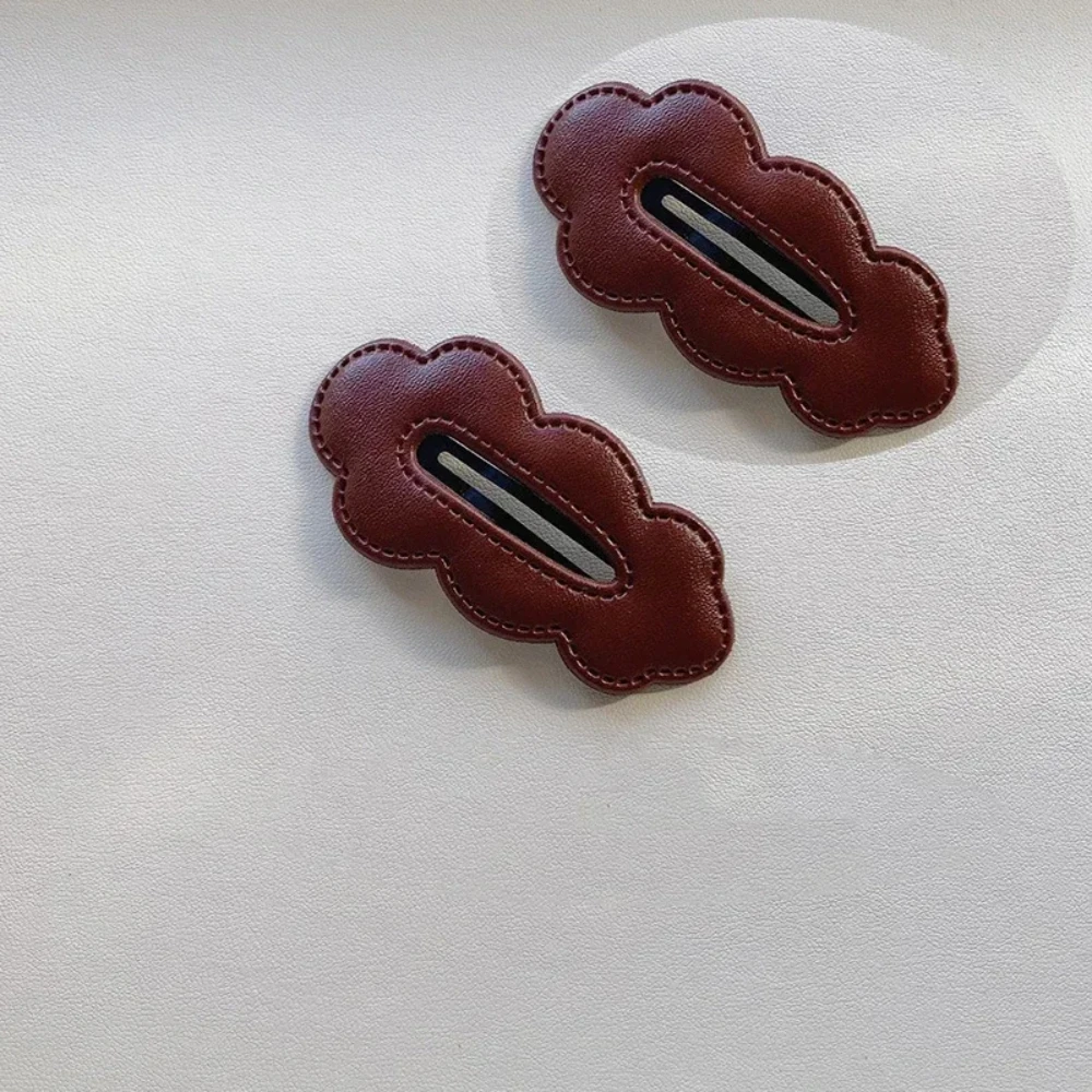 2pc Wholesale Retro Cute PU Korean Hair Side Clips BB Hairpin for Women Girls Child Headband Hair Accessories Headwear Ornament