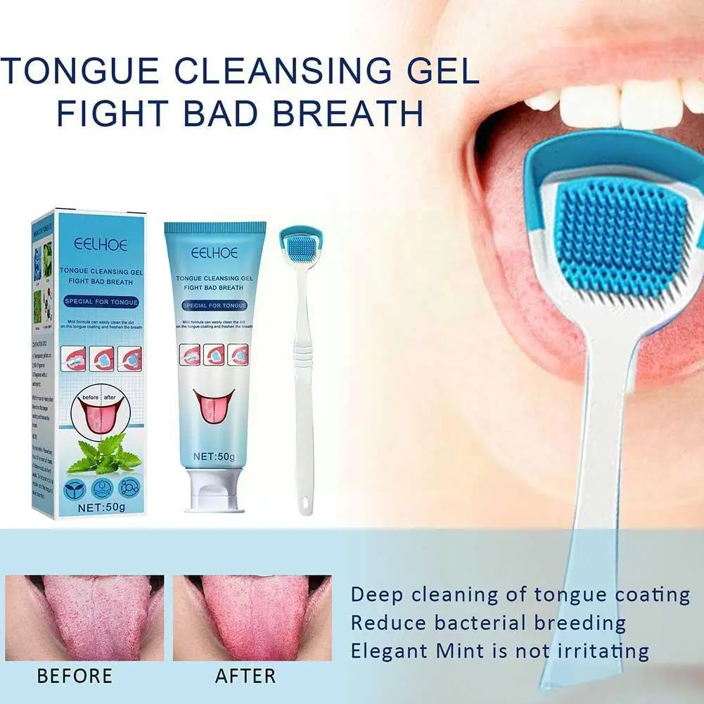 

50g EELHOE Tongue Cleansing Gel Silicone Tongue Scraper Cleaning Brush Care Mint Keep Sorbose Fresh 2022 Single To Bre A0J3