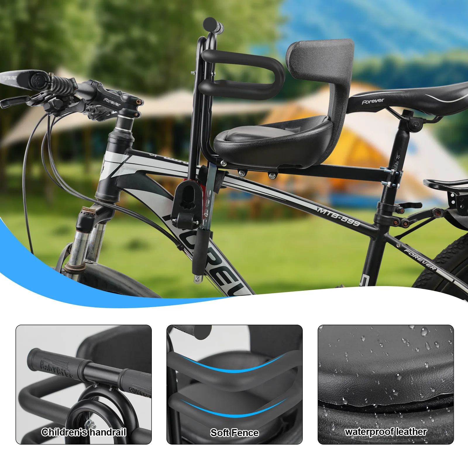 Front Mounted Child mtb Bike Seat for 3 4 5 6year sold Soft baby seat mountain bicycle frame Quick Release kids saddle parts